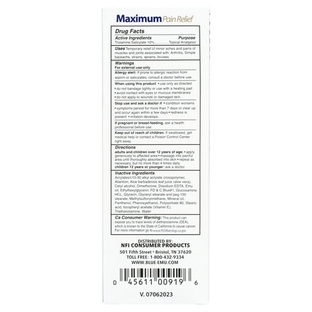 BLUE-EMU Maximum Pain Relief Cream, Arthritis, Muscle, Joint, and Back Pain Relief, 3 oz