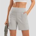 thumbnail image 5 of SWSMCLT Women's High Waisted Shorts Spandex Thin Elastic Waist Yoga Shorts Running Soft Biking Light Grey 10-12, 5 of 5