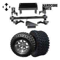 Hardcore Parts 4" Spindle Extension Lift Kit for Yamaha Drive (G29) Golf Cart with 12" Machined/Gunmetal 'Tempest' Wheels and 23"x10.5"-12" All-Terrain tires