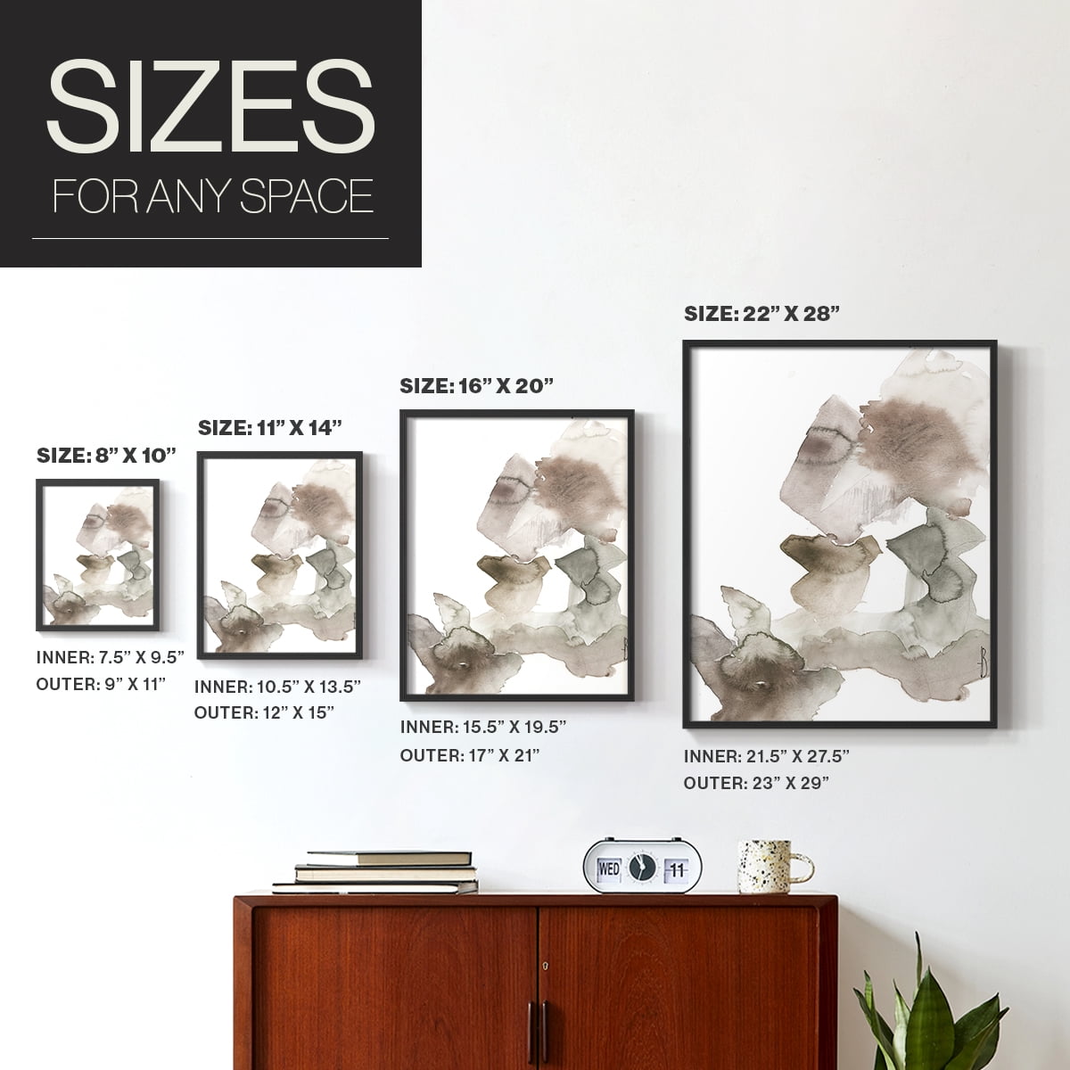 Untitled IX V31 Framed Print in Black Solid Wood Framed Print No Nail Hanging
