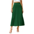 thumbnail image 2 of Taylonsss Womens Solid Color Business Casual Elastic High Waist Pleated Midi Skirt Office Wear Daily Outfit, 2 of 9