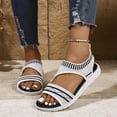 thumbnail image 6 of Women's Breathable Knit Flat Sandals Wide Width Round Toe Summer Casual Sandals Stretch Mesh Soft Bottom Lightweight Walking Shoes Non Slip Outdoor Beach Sandals, 6 of 10