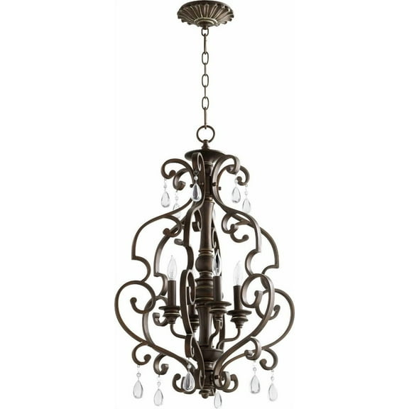 Quorum Lighting San Miguel 4-Light Entry Pendant, Vintage Copper, 18.5W x 28.5H, Dry Rated