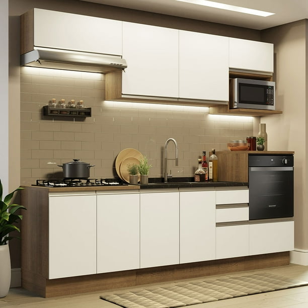 Madesa Gabinete de Cocina Integral 260 cm x 60 cm Glamy Rústico/Blanco 02