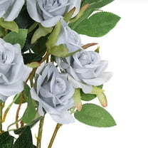 Efavormart Pack of 2 38" Silver Silk Long Stem Roses, Artificial Flowers Rose Bouquet Home Decor for Bridal Wedding Centerpieces Birthday Party Garden Floral Arrangement