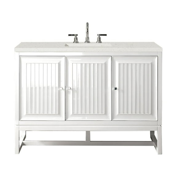 James Martin Vanities E645-V48-3Ldl Athens 48" Single Basin Poplar Wood Vanity Set - White