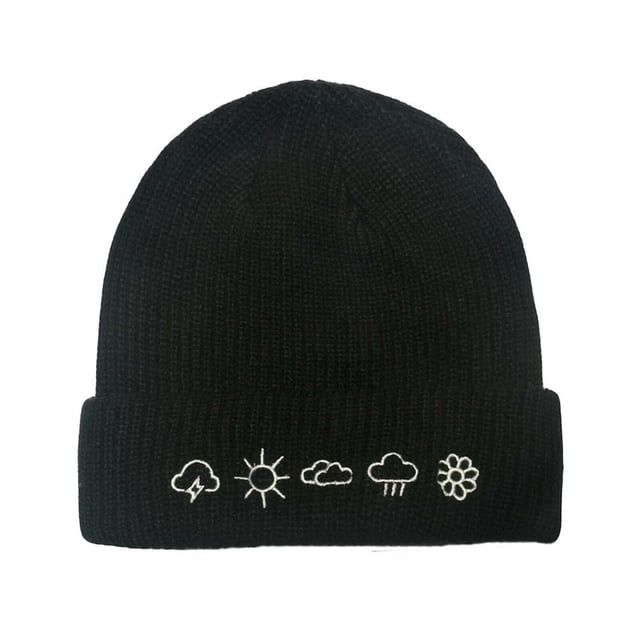 Men‘s Cold Hat Embroidered Knitted Hat Warm Bun Hat Woolen Hat
