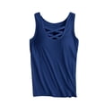 thumbnail image 4 of Tanghaowl Tank Tops for Women, Plus Size Tank Top With Built In Bra Wide Straps Support Comfort Summer Casual Wear Blue XXXL, 4 of 5