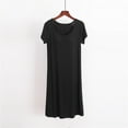 thumbnail image 2 of Ujnder Women's Nightgown Short Sleeve Nightshirts Solid Color Sleepwear Soft Comfy Plus Size Black XXL, 2 of 4
