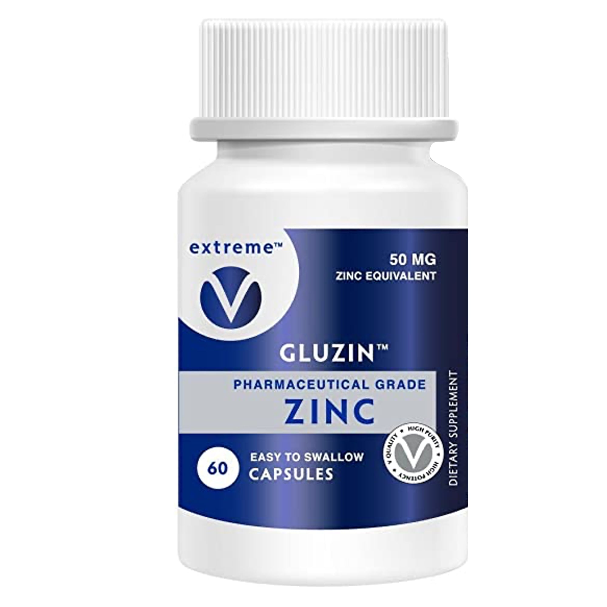 1 OTC ZINC Gluzin Pharmaceutical Grade Zinc, 50 mg, 60