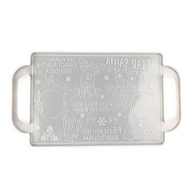 Molde de silicona para bandeja navideña, molde para medias navideñas de Papá Noel con asas para servir en resina epoxi.