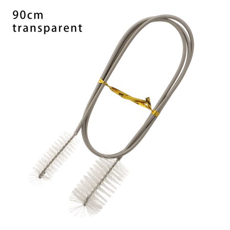 45/90/155/200cm Portable Stainless Steel Spiral Handle Aquarium Accessories Pipe Cleaner Flexible Tube Brush Cleaning Tools Hose Brush TRANSPARENT 90CM