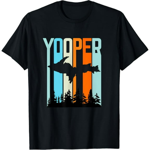 Retro Yooper Upper Peninsula Shirt T-ShirtMen's and women's gift, black and white T-shirt, size: Extra large S-4XL