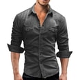 thumbnail image 4 of 2022 Autumn Men Denim Tshirt Mens Long Sleeve Soft Cotton Slim Jeans T-Shirts Male Cowboy Tops Tees Xxxl, 4 of 5