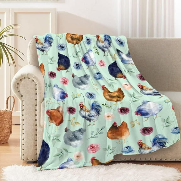 Chicken Throw Blanket is Super Soft and Warm,The Lightweight Flannel Blanket is for All-Season Use,A Great Choice for Gifts 50"x40"for Kids
