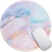 Oriday Customized Round Gaming Mouse Pad, Aesthetic, Stylish Circular Mousepad with Stitched Edge for Desk, Work, Home Office Decor, Washable, 8.7" x 8.7" Large Size, 3mm Thickness (Soft Marble)
