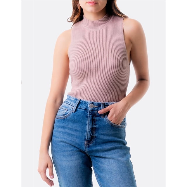 Blusa básica cuello alto Roman Fashion Juvenil 0087 Beige CH