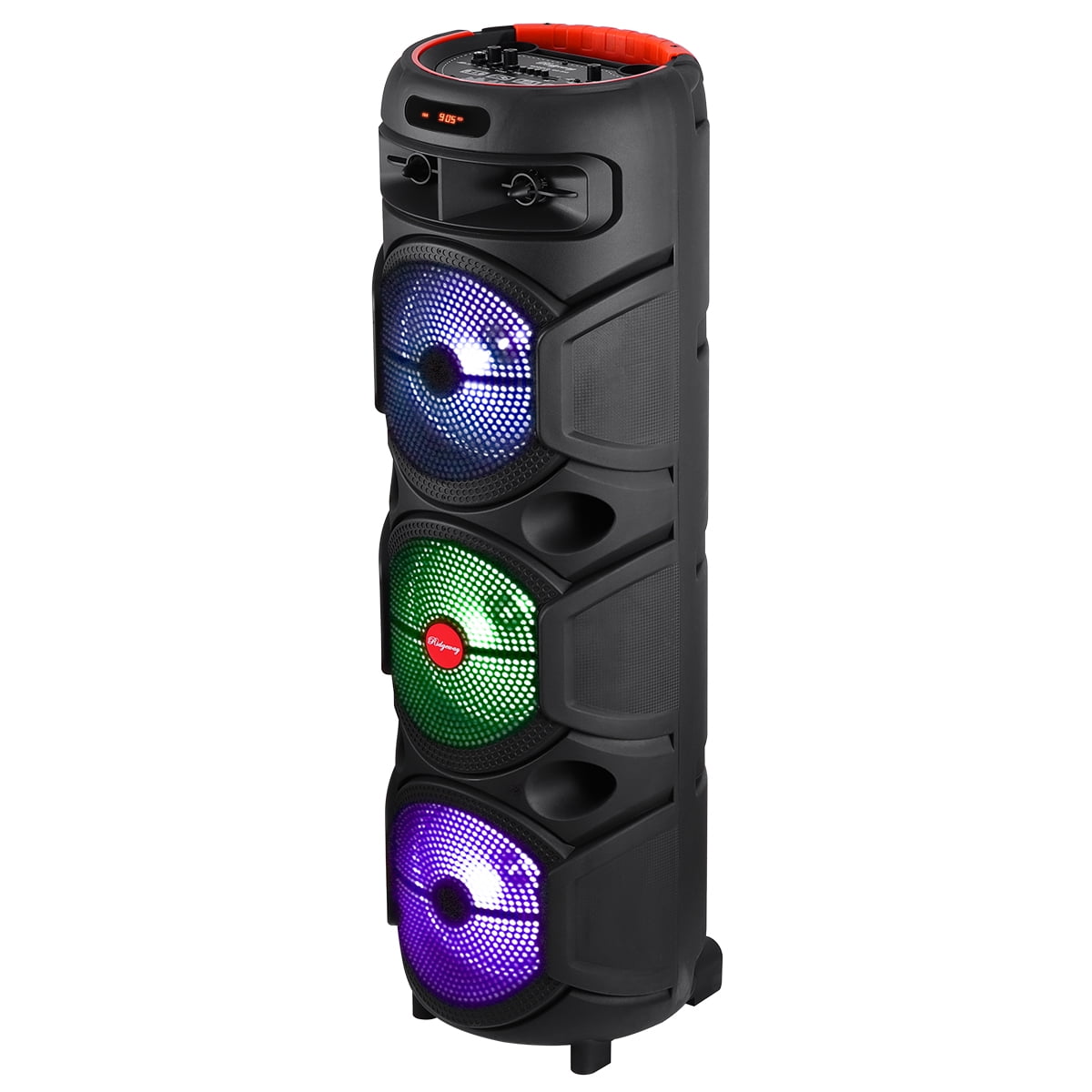 Portable Bluetooth Speaker Triple 8" Wireless Speaker w/ Mic Handle Sound Singing PA System AUX FM