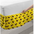 thumbnail image 2 of Dogs Bed Skirt, Yellow Background with Fun Pet Characters in Simple Doodle Style, Elastic Bedskirt Dust Ruffle Wrap Around for Bedding Decor, 4 Sizes, Yellow Pale Brown Black, by Ambesonne, 2 of 2
