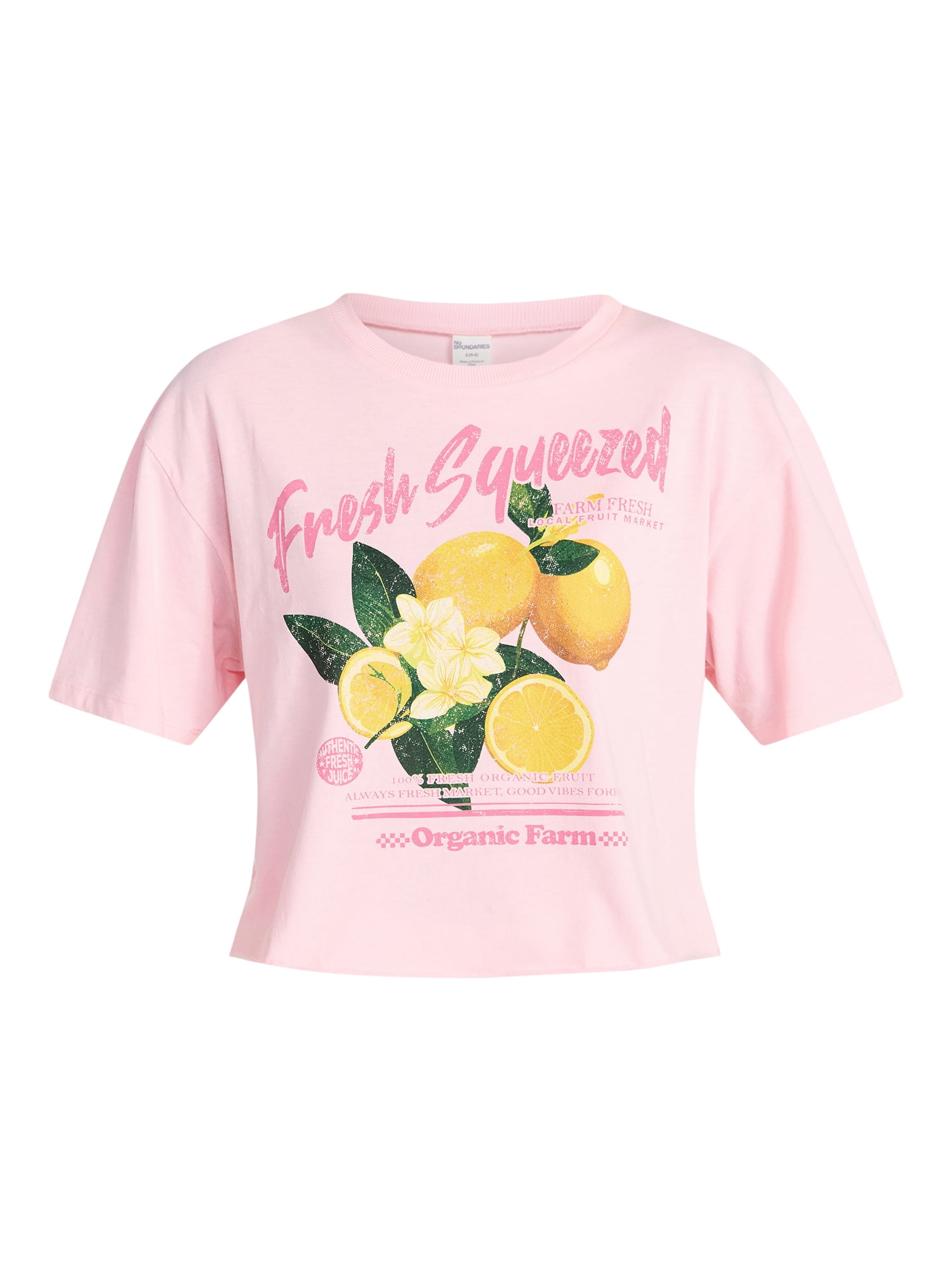No Boundaries Boxy Cropped Graphic Tee, Women's XXS-XXL