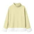 thumbnail image 5 of Chandails d'Automne et d'Hiver Grande Taille pour Femmes, Mode Féminine Décontractée, Col Roulé Imprimé, Haut à Manches Longues, Chandail, Chandails à Capuchon Amusants, Beige, TTTG, 5 of 5