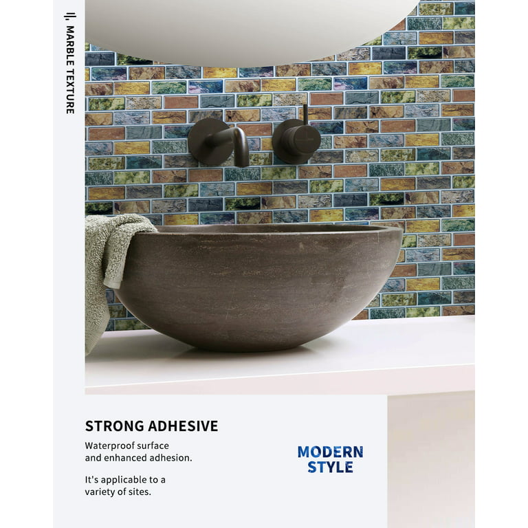 Art3d 10-Piece Peel & Stick Kitchen/Bathroom Backsplash Sticker, 12 x 12 Faux Ceramic Tile Design