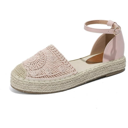 Women s Closed Toe Sandals Ankle Strap Espadrille Platform Sandals Hollow Out Flat Shoes