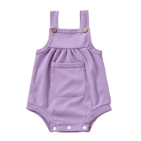 

Qufokar Short Sleeve Bodysuit Baby Toddler Long Sleeve Shirt Ribbed Suspender Romper Boys Pocket Girls Bodysuit Solid Baby Girls Romper&Jumpsuit
