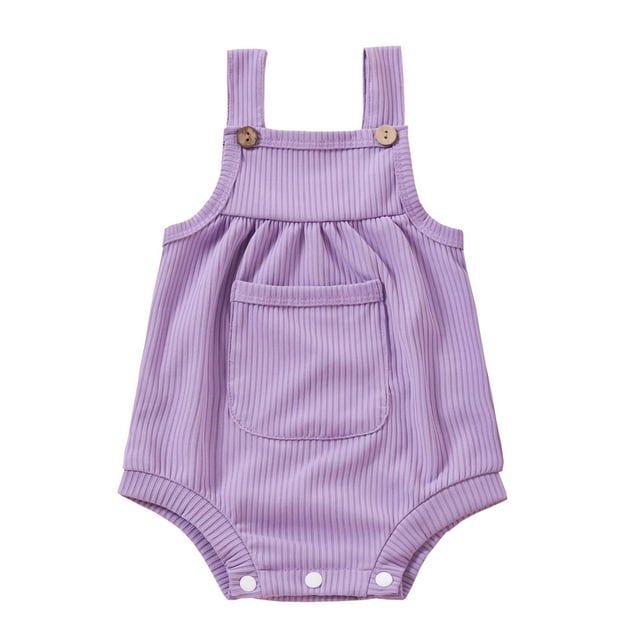 Gibobby Mamelucos para bebe niño polar Body para bebés con bolsillo acanalado, tirantes para niñas, mono sólido para bebés, y mono para niñas(Morado, 12-18 Meses)