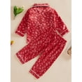 thumbnail image 3 of SUNSIOM Kids Christmas Pajama Sets Tree/Snowflake Print Long Sleeve Button-up Tops Pants Loungewear Set, 3 of 6