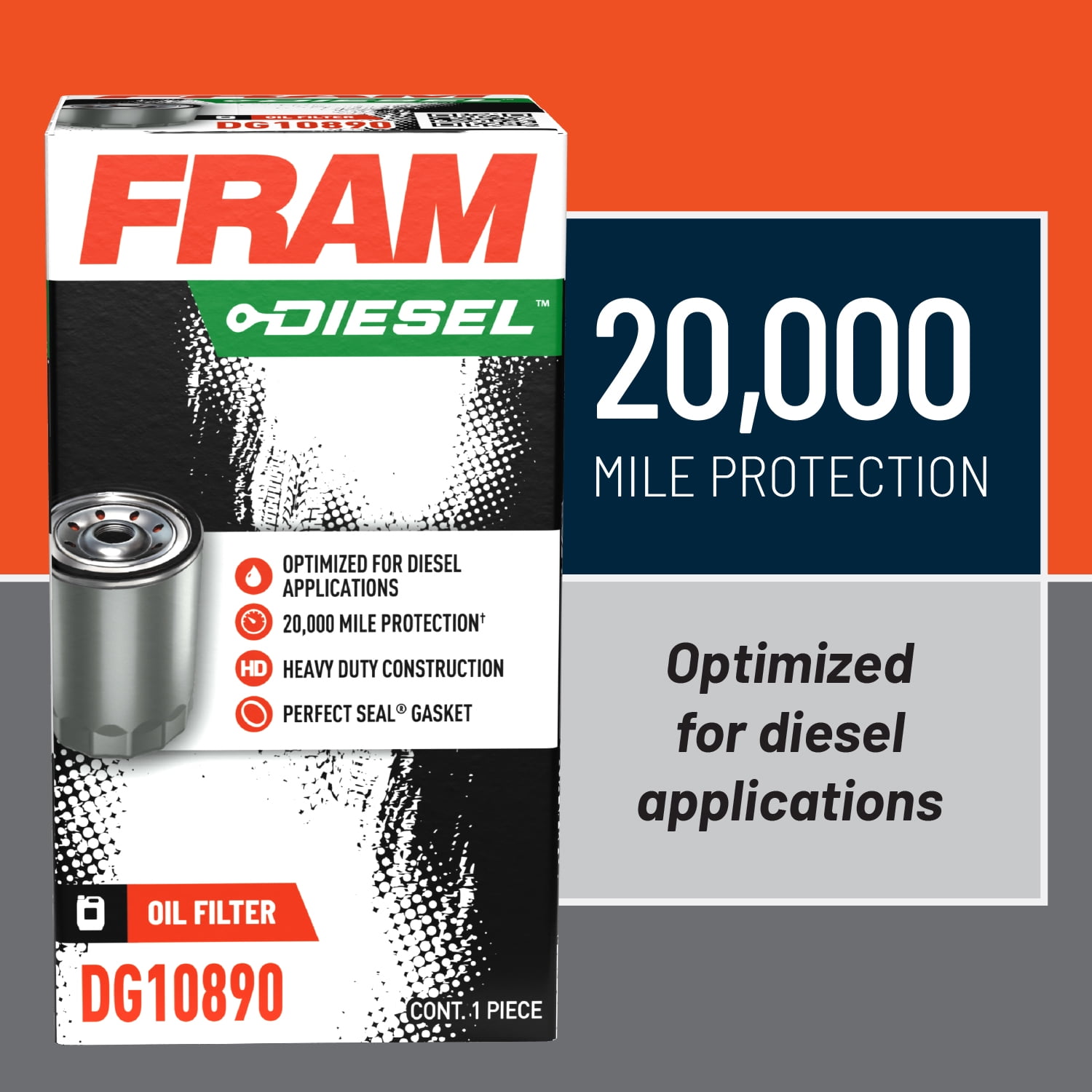 FRAM Diesel DG10890 20,000 Mile Oil Filter, Fits Select Diesel Vehicles