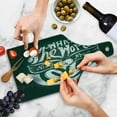 thumbnail image 4 of Hippie Cutting Board, What the World Needs Now is Love Words Lettering Art Circle Grunge Typography, Tempered Glass Cutting and Serving Board, Wine Bottle Shape, Dark Green White, by Ambesonne, 4 of 5