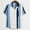 Blue1, variant on TAIAOJING Men Casual Shirts For Summer Cotton Linen Print Short Sleeve Colorblock Striped Lapel With Pocket Button Down Blouse Shirt