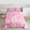 thumbnail image 2 of Manfei Bohemian Paisley Full Size Comforter Sets 3-Piece, Hippie Mandala Bedding Comforter Set, Pink Bedding Sets, Microfiber Bedroom Decor, 2 of 8
