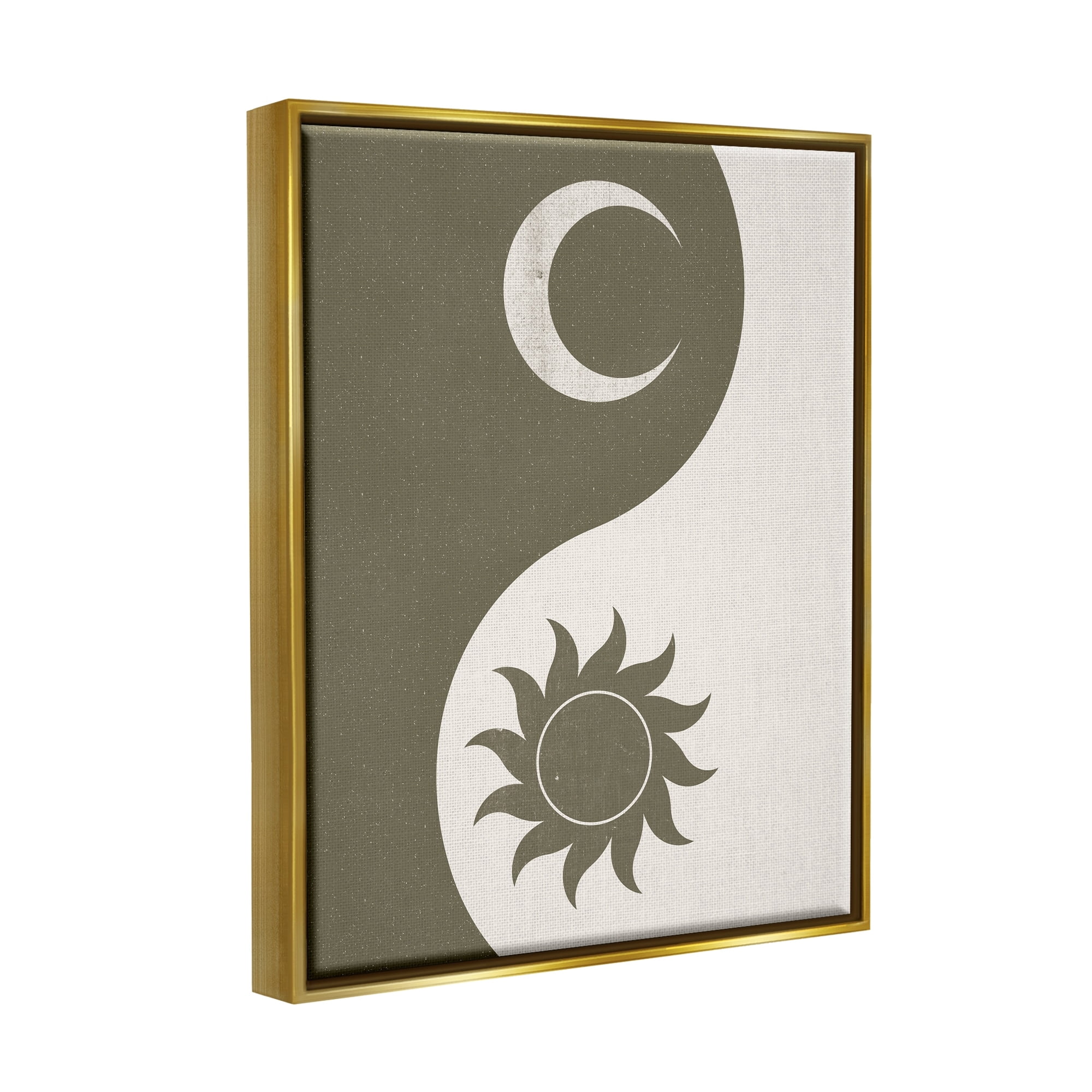 Stupell Industries Solar & Lunar Yin Yang Shape Spiritual Motif Graphic Art Metallic Gold Floating Framed Canvas Print Wall Art, Design by JJ Design House LLC
