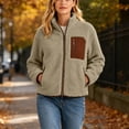 thumbnail image 5 of IUYRTFE Women's Fleece Full-Zip Hooded Jacket Winter Coat Casual Warm Outerwear with Pocket, 5 of 9