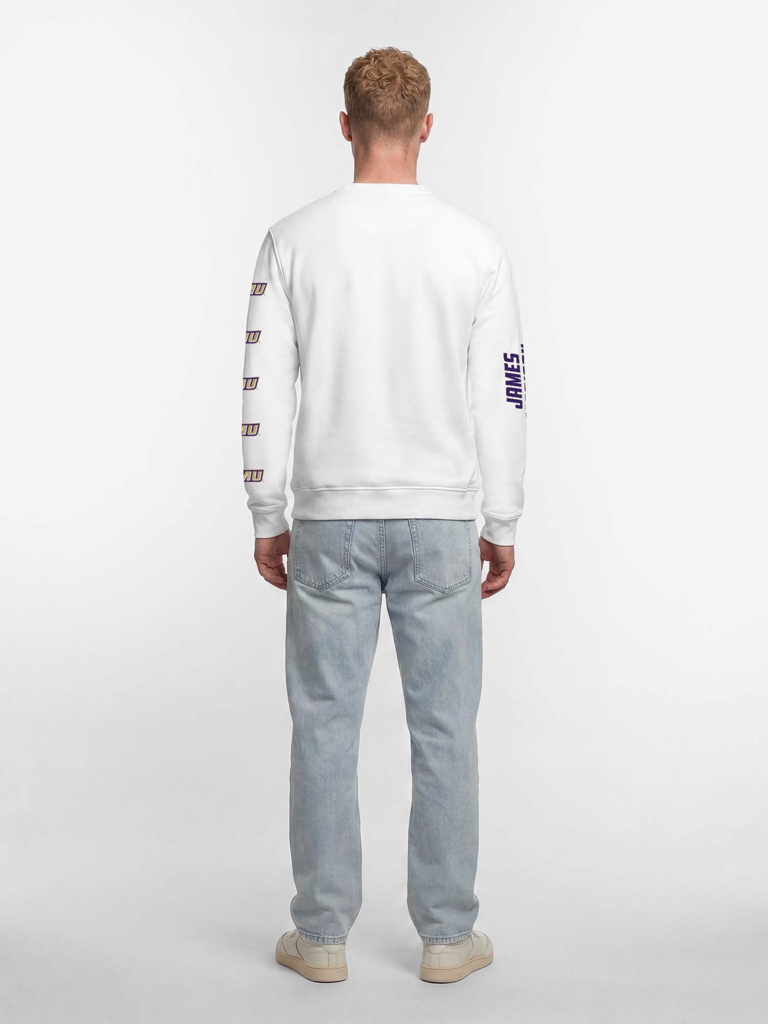 James Madison Dukes Reebok Mens White Crew Sweatshirt
