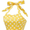 thumbnail image 5 of Women's Vintage Dress Polka Dots Halter Neck Lace-Up Summer Sleeveless 1950s Retro Cocktail Party Swing Midi Dresses (Medium, Yellow), 5 of 8