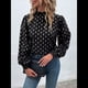 thumbnail image 5 of Camisa Informal Holgada de Larga con Estampado en Caliente para Mujer, Cuello Redondo Plisado Negro L, 5 of 10