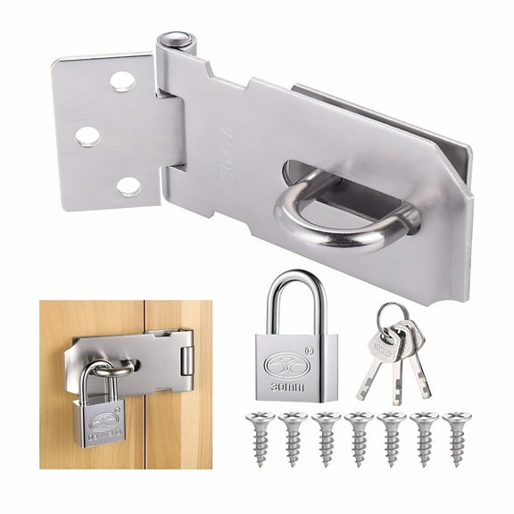 ZHZFKQ 2026 New Staple Padlock Hasp with Padlock and Screws,Stainless Steel Door Latch with Key,Heavy Duty Staple Padlocks,Waterproof Door Latch,Door Closer for Bedroom Patio Garden