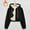 Fleece Jackets-Black, variant on Womens Fleece Lined Jackets Corduroy Lightweight Zip up Hooded Short Jacket with Pockets Winter Warm Drawstring Long Sleeve Coats Casual Elastic Hem Outerwear
