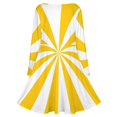 thumbnail image 5 of Aesthetic Signal Yellow And White Sunburst Long Sleeve Dresses For Women Vintage Elegant Party Dress Oversized V-neck Dress S-8XL, 5 of 7