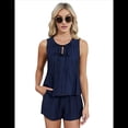 thumbnail image 3 of Traje de de Verano de Dos Piezas Sin Mangas para Mujer, Azul Oscuro, Talla XXL, 3 of 9