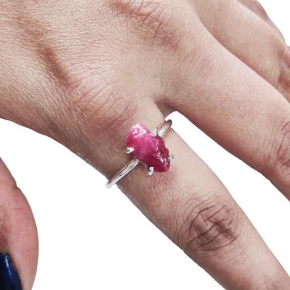 AAA Natural Ruby Ring, Rough Ruby Gemstone Ring, July Birthstone, Adjustable Ring, 925 Sterling Silver, Womens Ring, Christmas, Thanksgiving, Handmade, Statement Jewelry, Raw Gemstone Jewelry