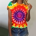 thumbnail image 2 of Youyipin Womens Tops Tie Dye Shirts For Women, Short Sleeve Tie Dye Shirts, Women Rainbow T Shirts Graphic Tees For Women, 2 of 5