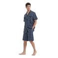 thumbnail image 4 of Men Cotton Pajama Shorts For Men Lightweight Plaid Soft Nightwear Short Sleeves PJS With Pockets, 4 of 5