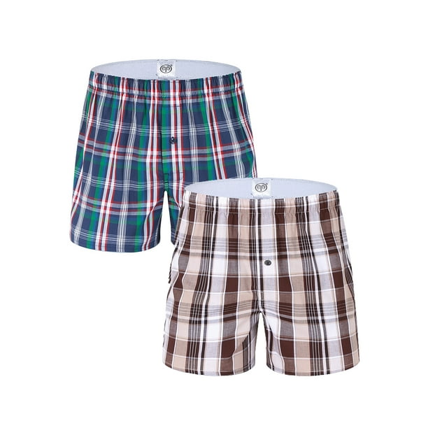 Niuer Mens Pack Pajama Shorts Tartan Sleep Short Sleep Bottoms Plaid