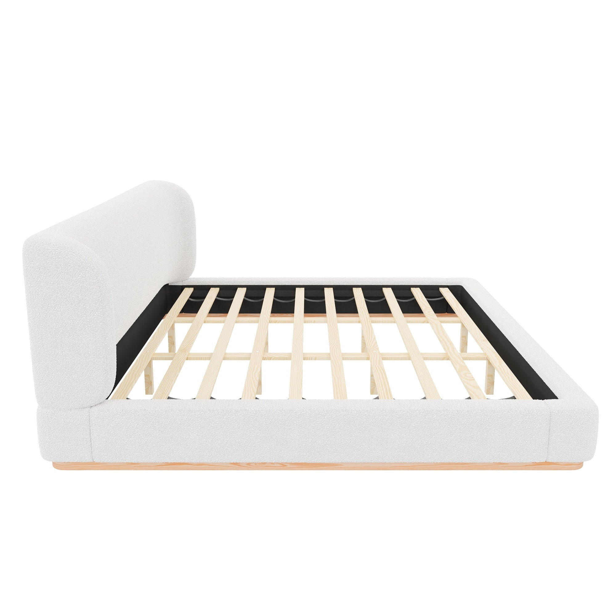 Euroco Upholstery King Size Platform Bed, White