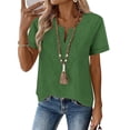 thumbnail image 2 of Ashirexll Short Sleeve Shirts for Women, Textured Button Slim Short Sleeve Casual Solid Color Top, 2 of 7