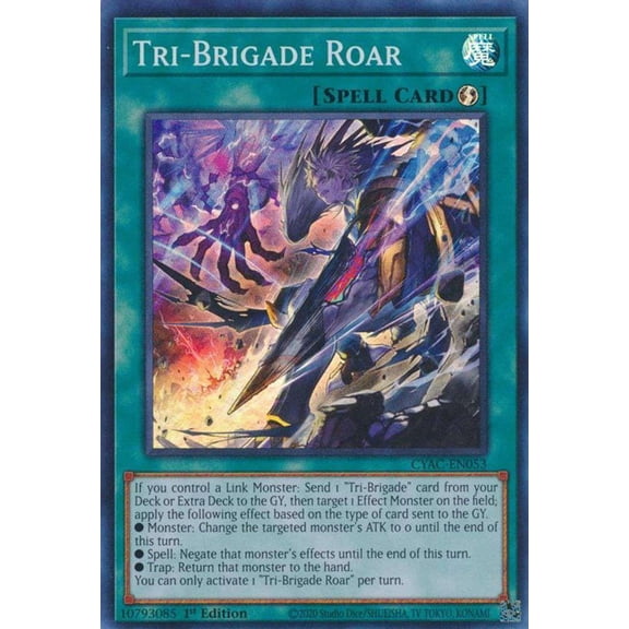 YuGiOh Cyberstorm Access Super Rare Tri-Brigade Roar CYAC-EN053